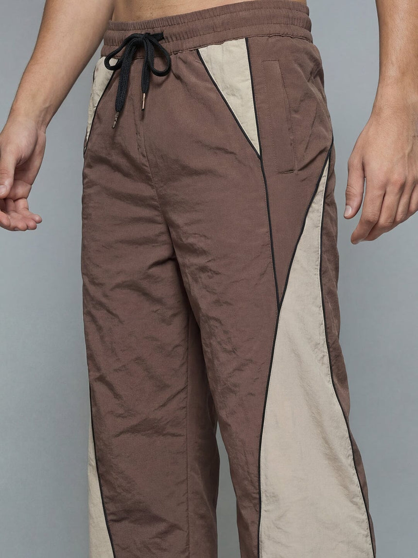 Brown And Beige Cut And Sew Tracksuit Tracksuits Fugazee