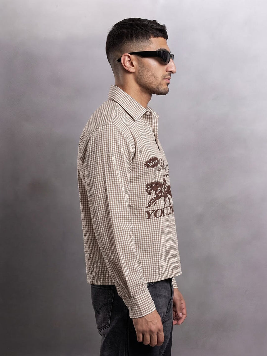 Mahagony Checkered Graphic Quarter Shirt Shirts Fugazee