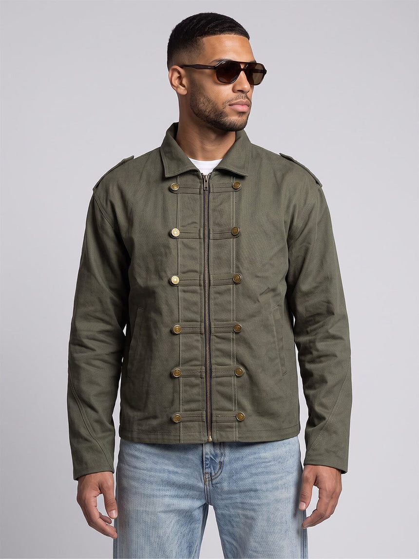 Olive Twill Heavyweight Harrington Cropped Jacket Jackets Fugazee