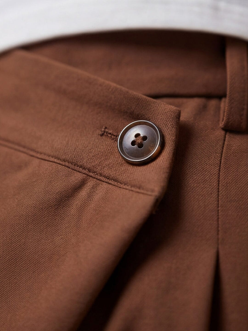 Tan Draped Tailored Trousers Trousers Fugazee