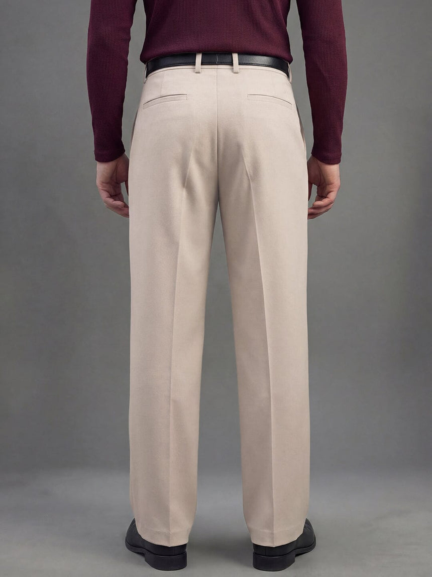 Cream Korean Pleated Trousers Trousers Fugazee