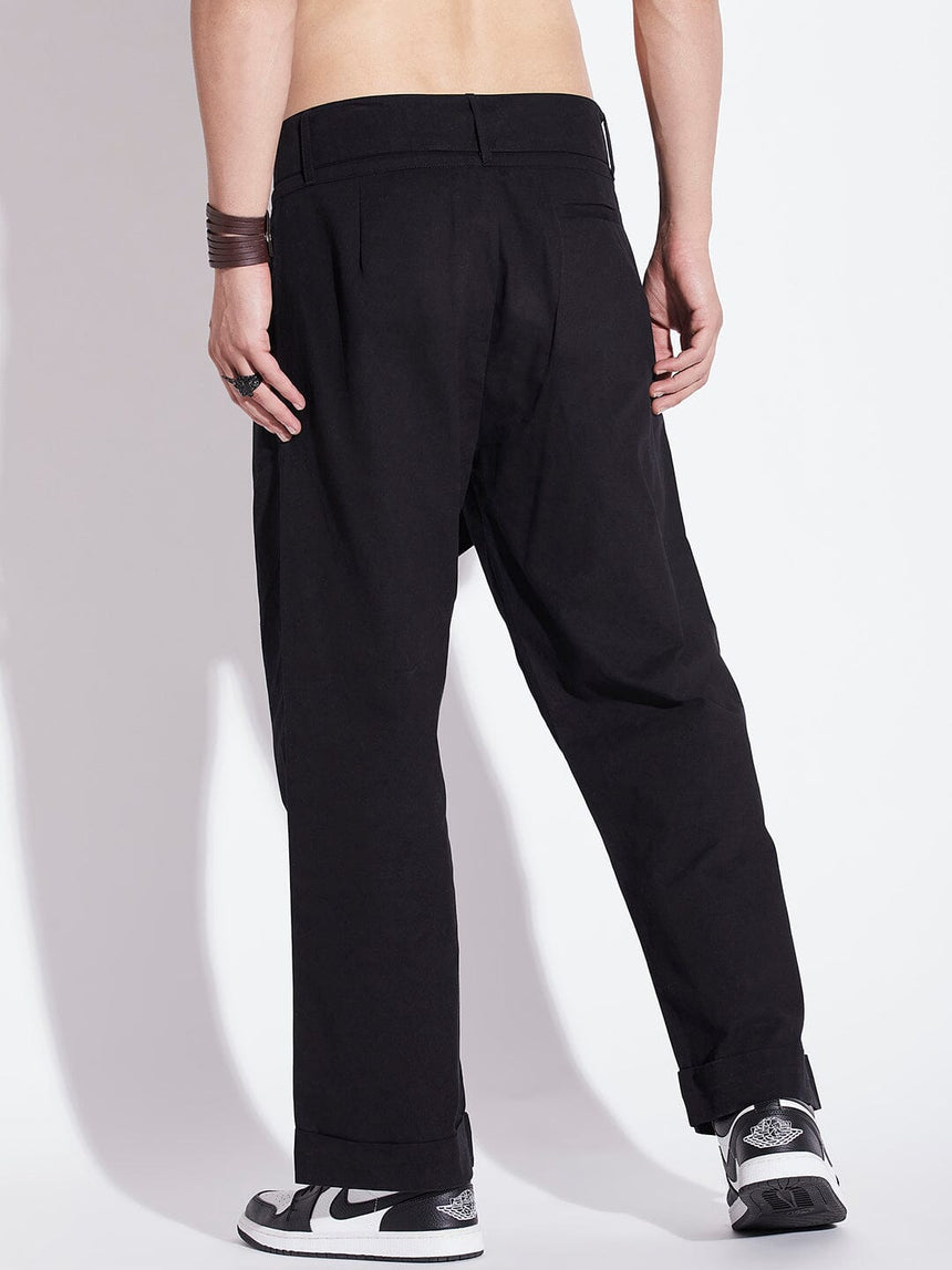 Black Twill Korean Baggy Pants Trousers Fugazee