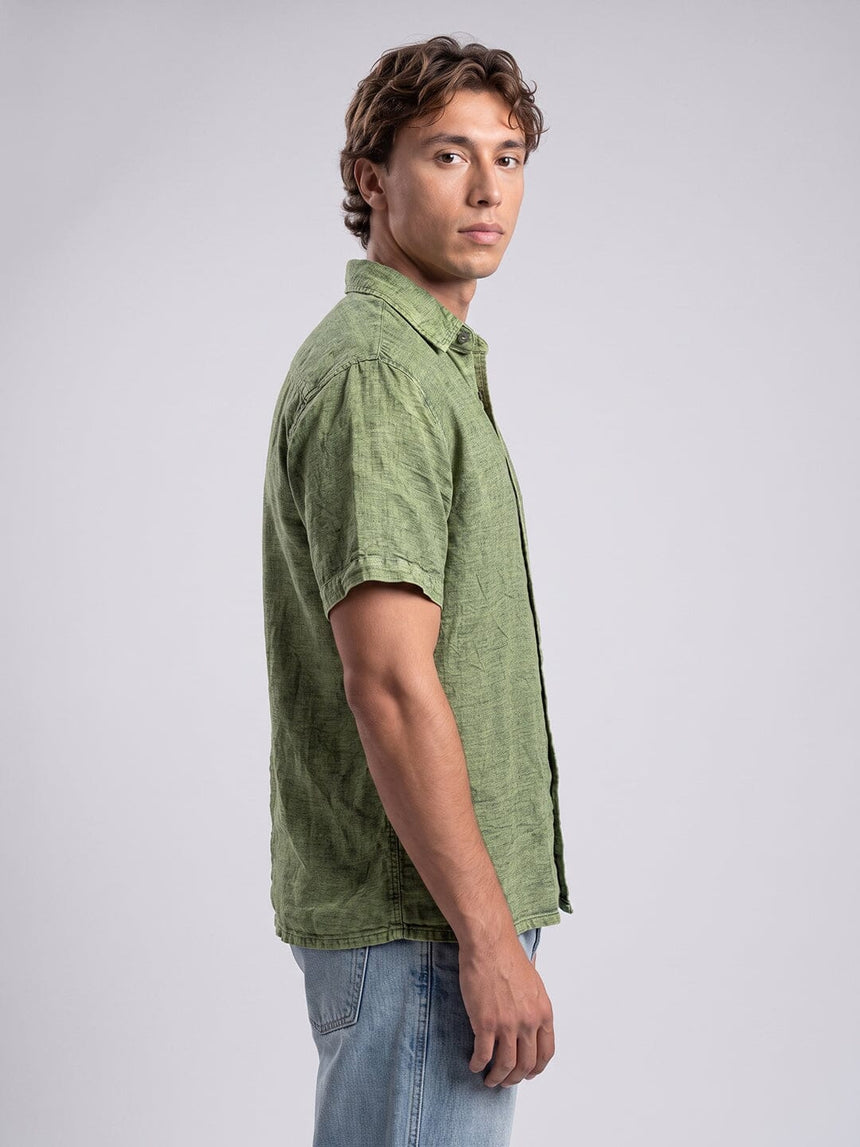 Green Dyed Acid Wash Linen Shirt Shirts Fugazee
