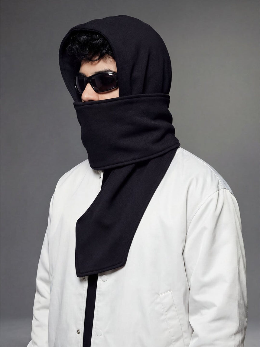Black Fleece Hooded Scarf Scarf Fugazee