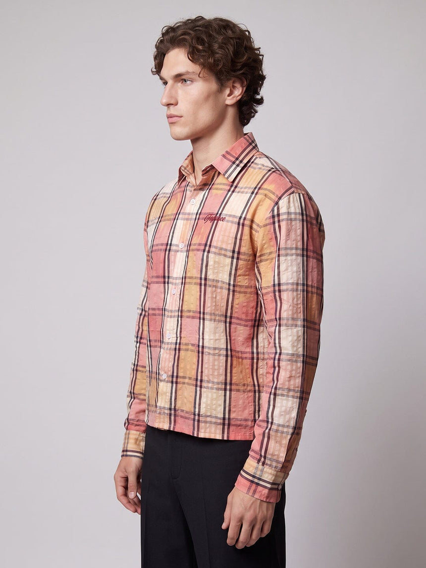 Sun Shades Seer Sucker Washed Cropped Shirt Shirts Fugazee