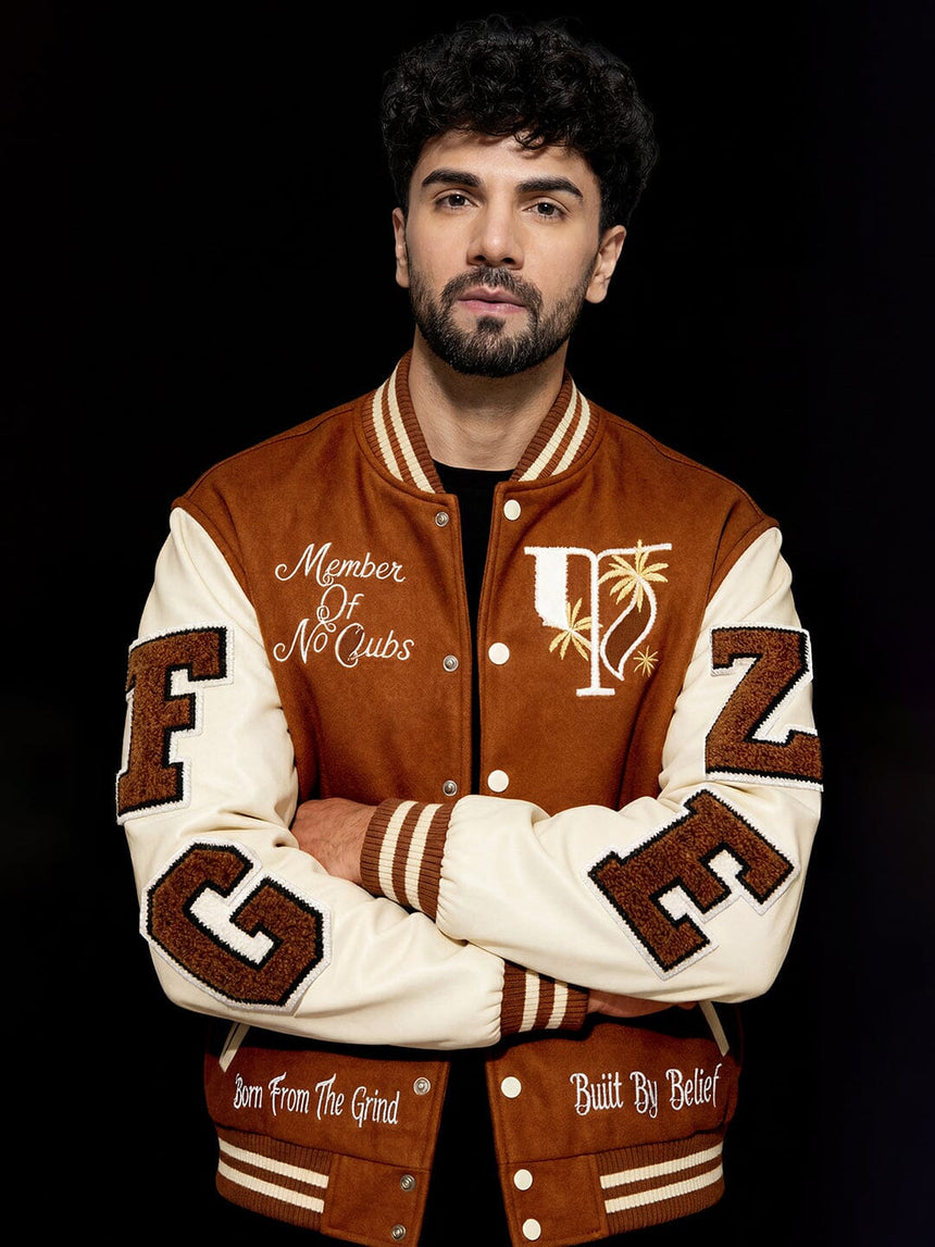Brown Woollen Letterman Varsity Jacket Jackets Fugazee