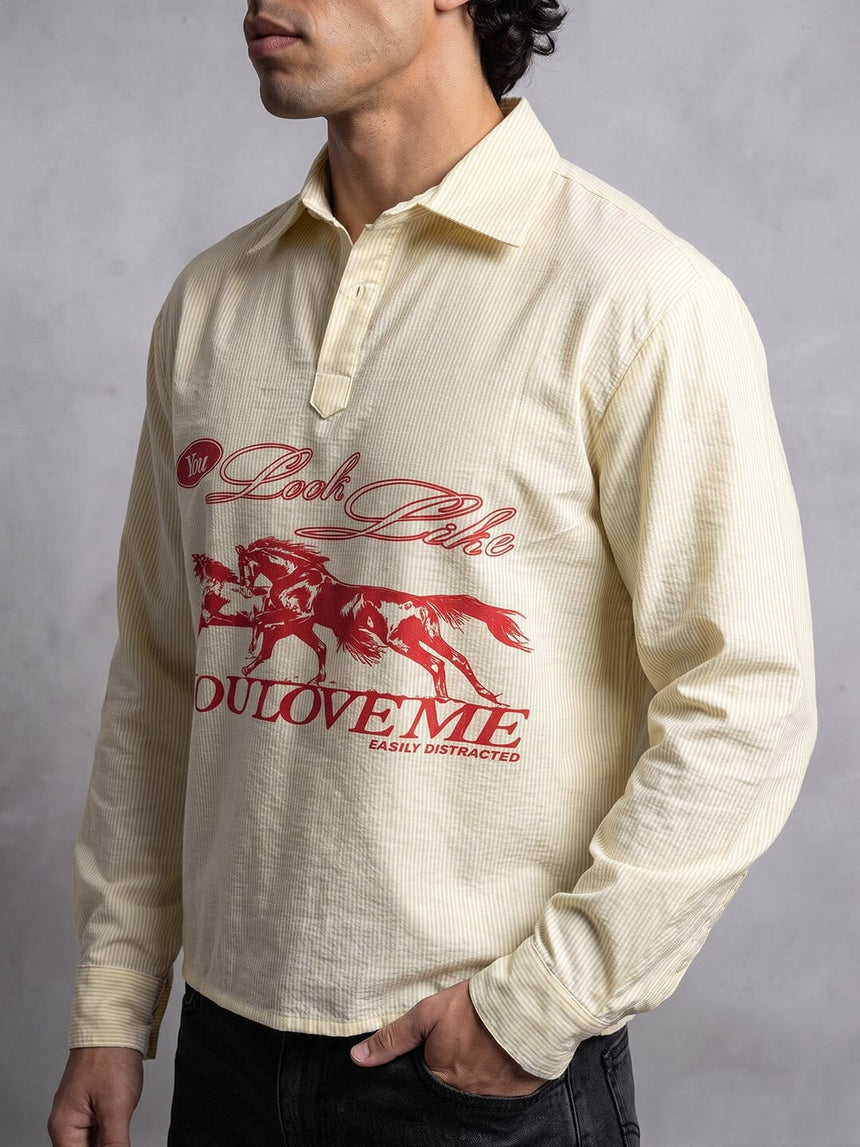 Butter Striped Quarter Cropped Shirt Shirts Fugazee