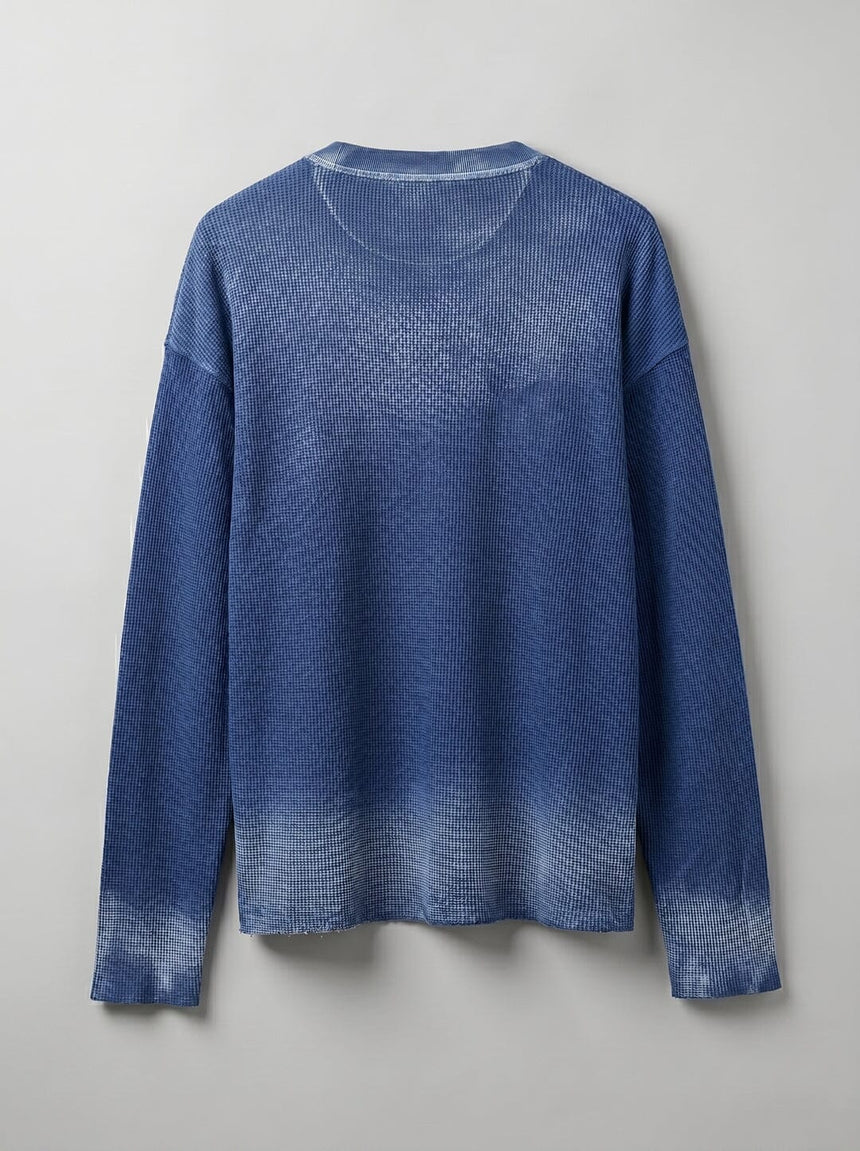 Blue Storm Dyed Waffle Longsleeves Tshirt T-Shirts Fugazee
