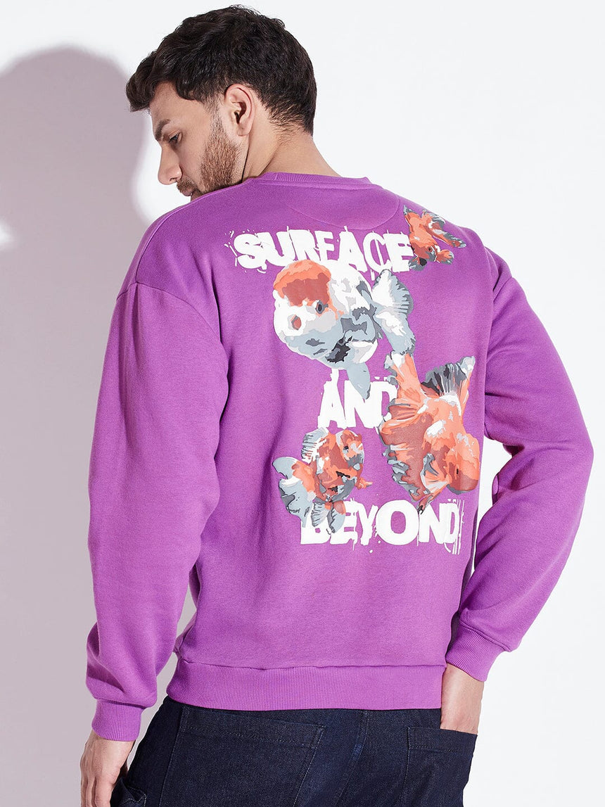 Purple Gold Fish Oversized Sweatshirt Sweatshirts Fugazee