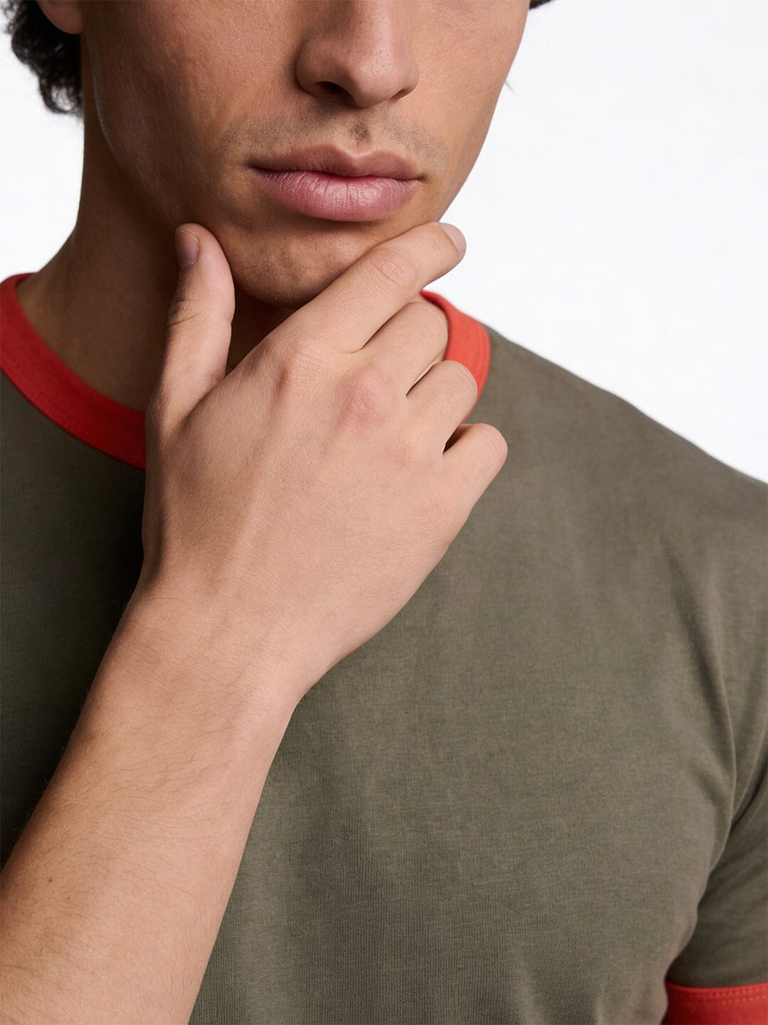 Khaki Ringer Cropped Tshirt T-Shirts Fugazee