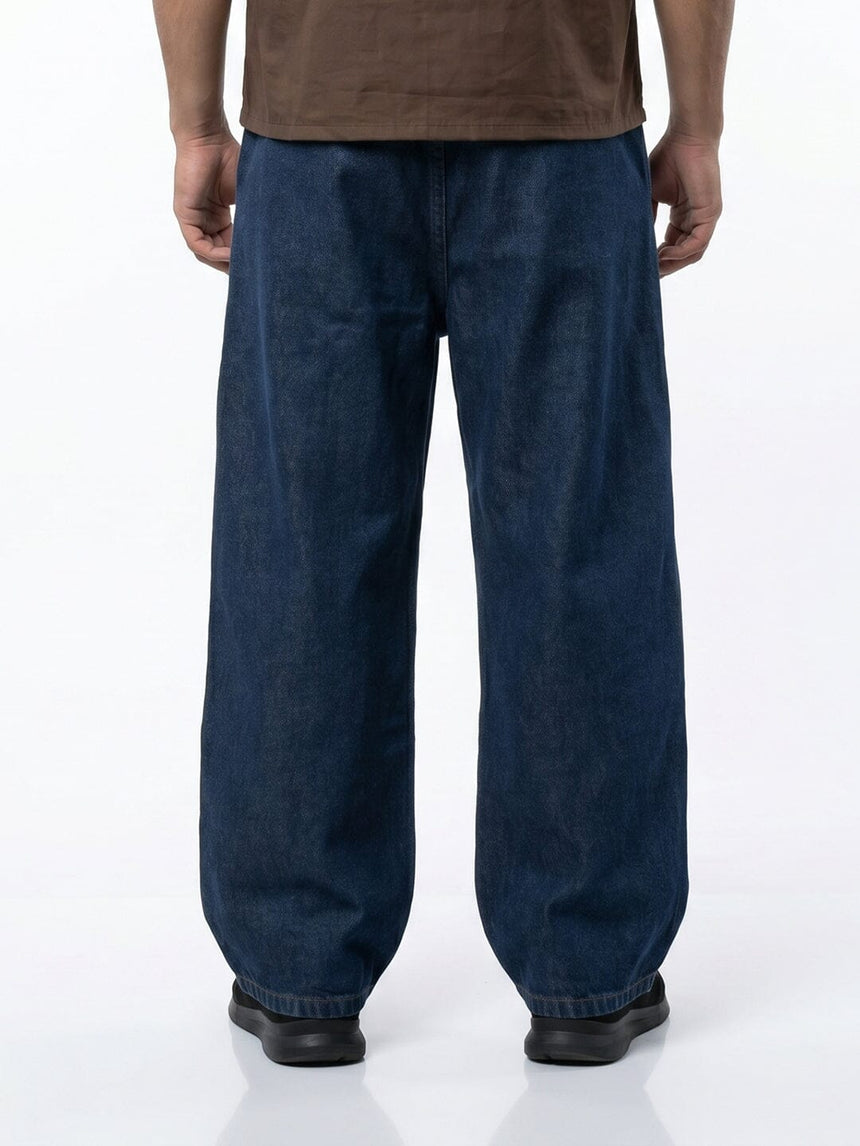 Dark Washed Pleated Denim Jeans Fugazee