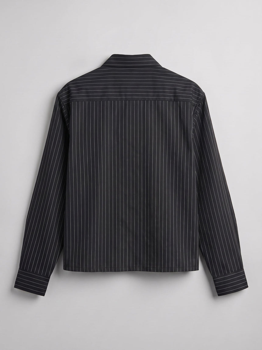 Black Striped Cropped Full Sleeves Shirt Shirts Fugazee