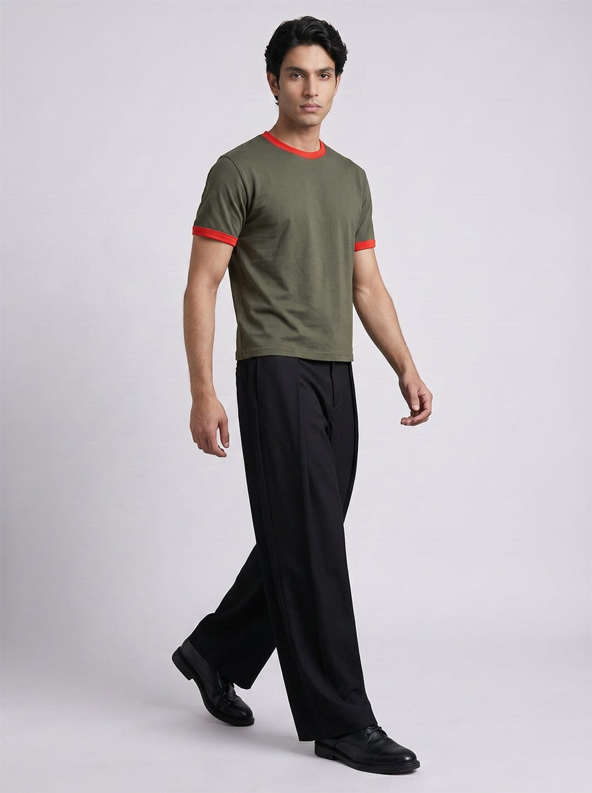 Khaki Ringer Cropped Tshirt