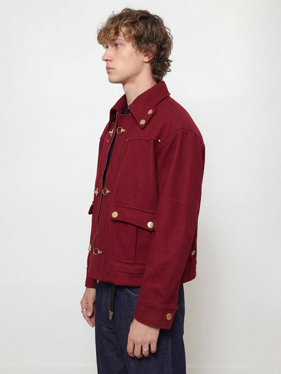 Maroon Fireman Clasp Woollen Jacket Jackets Fugazee