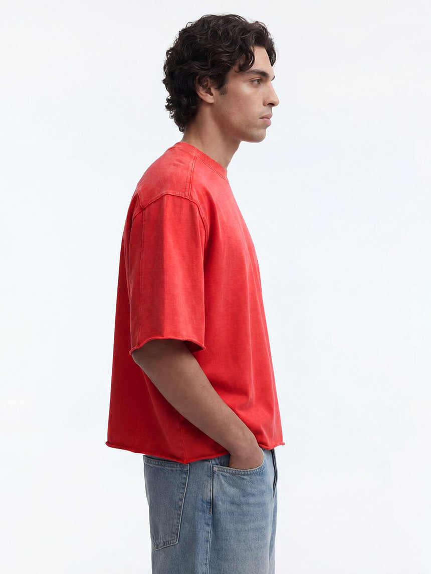 Hibiscus Red Washed Boxy Oversized Tshirt T-Shirts Fugazee