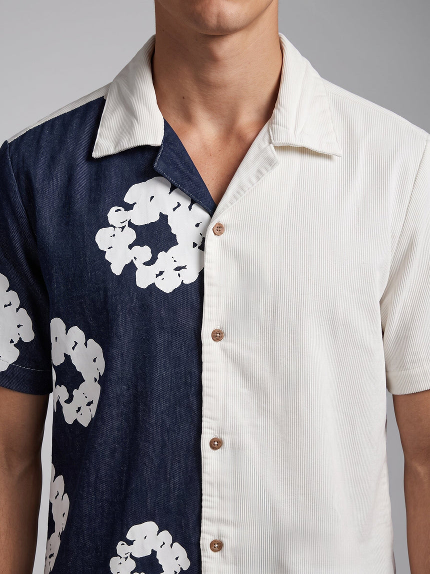 Floral Split Corduroy Denim Shirt Shirts Fugazee
