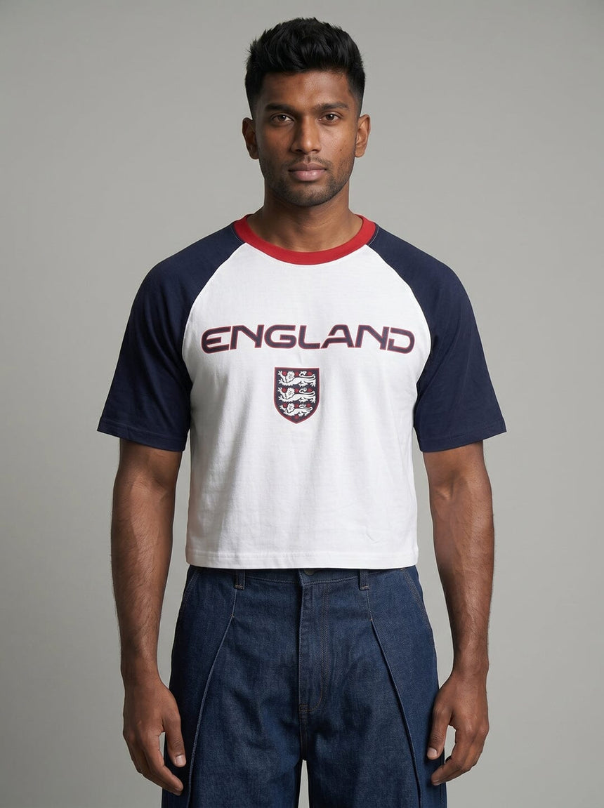 England Retro Football Cropped Tshirt T-Shirts Fugazee