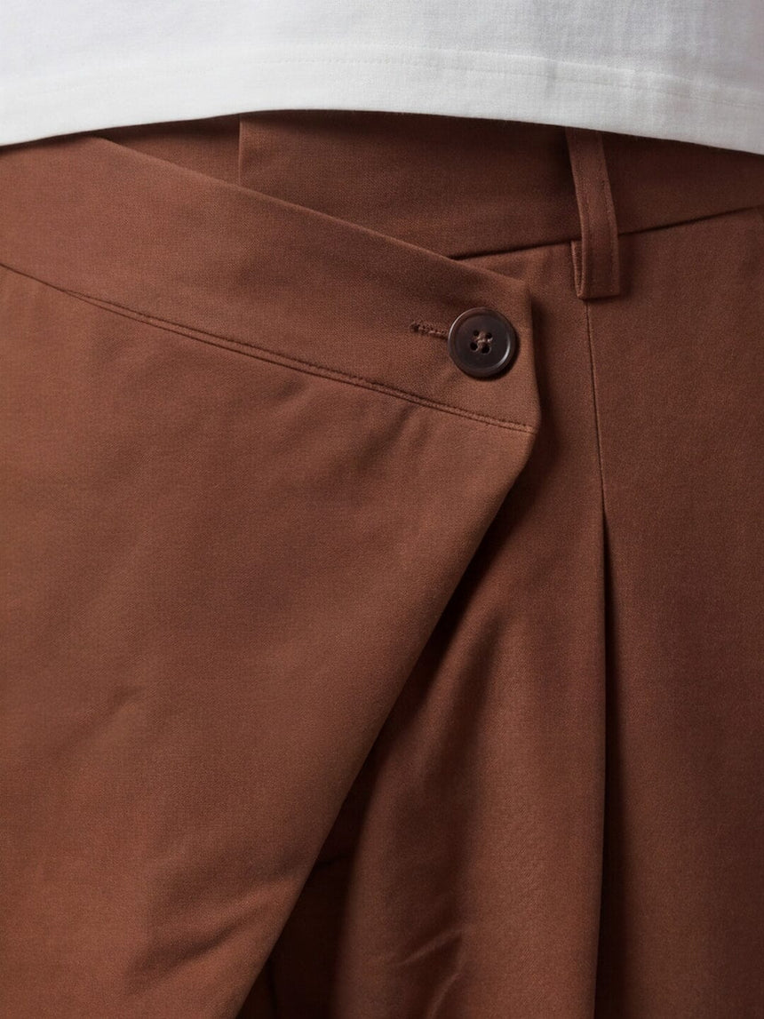 Tan Draped Tailored Trousers Trousers Fugazee