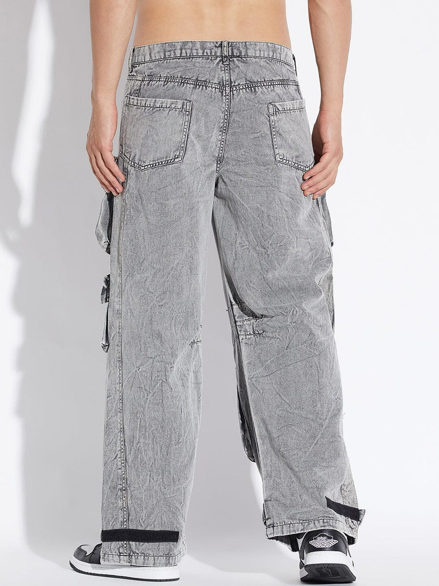 Stone Washed Baggy Cargo Pants Trousers Fugazee