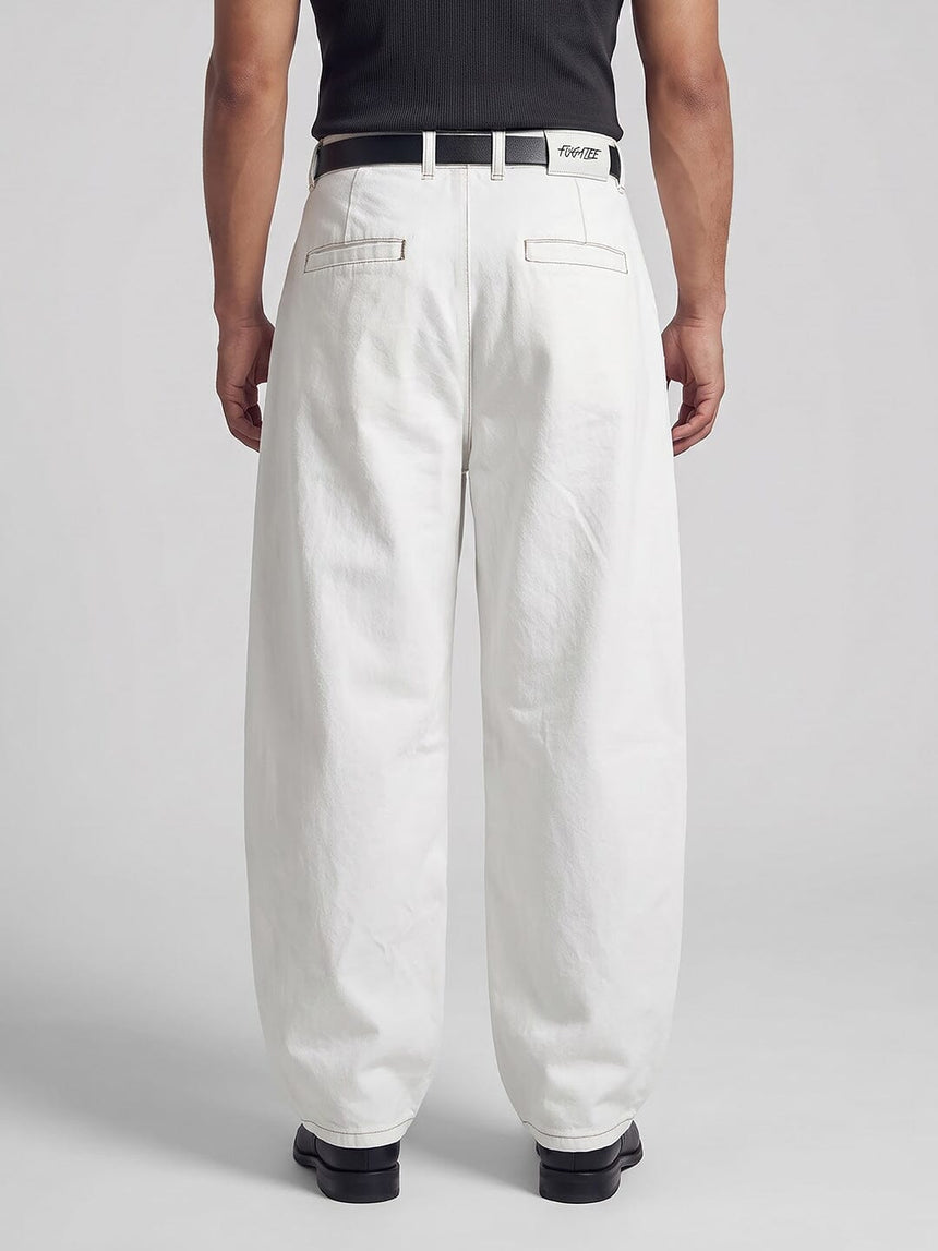 White washed Pleated Denim Jeans Fugazee