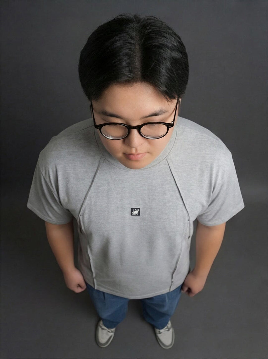 Grey Faux Flat Look Cut and Sew T-shirt T-Shirts Fugazee