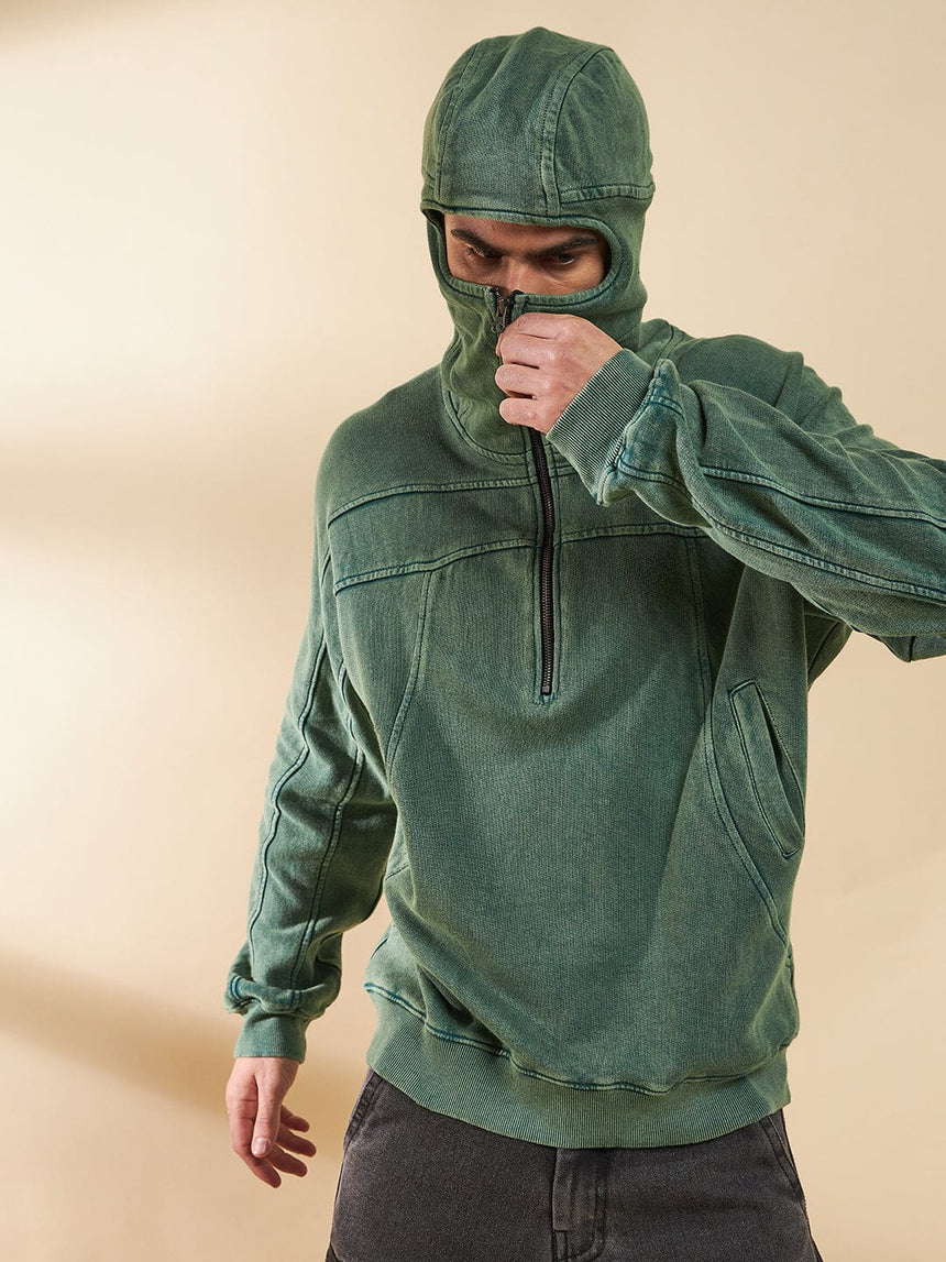 Green Washed Baggy Smugglers Hooded Sweatshirt Sweatshirts Fugazee