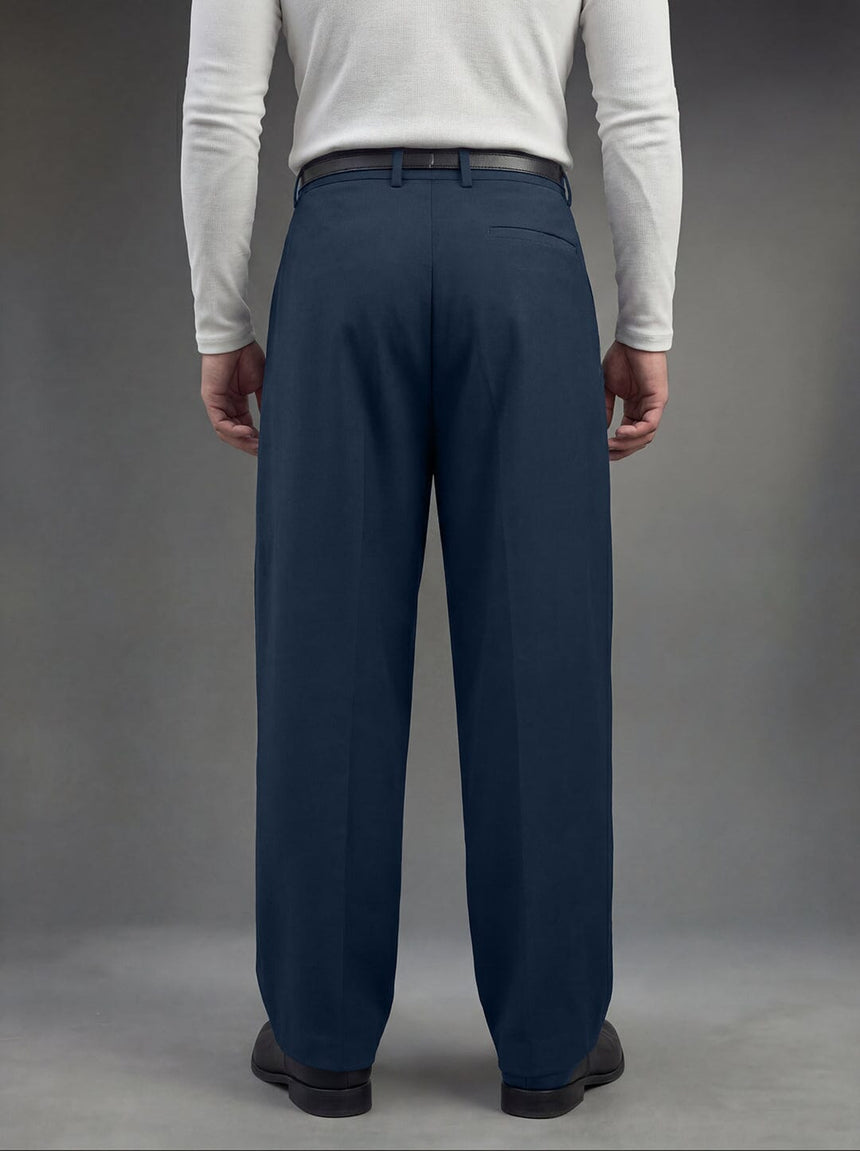 Navy Pleated Korean Trousers Trousers Fugazee