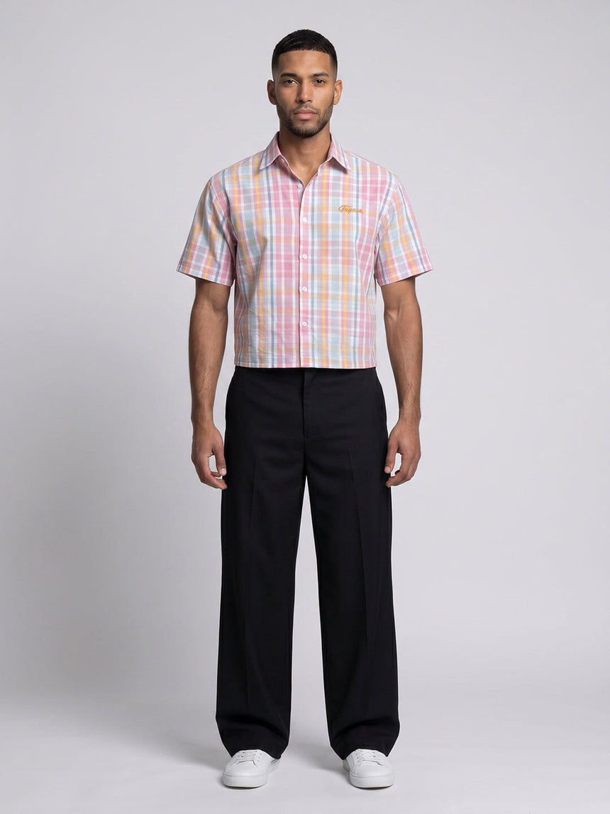 Confetti Checkered Seersucker Cropped Shirt Shirts Fugazee
