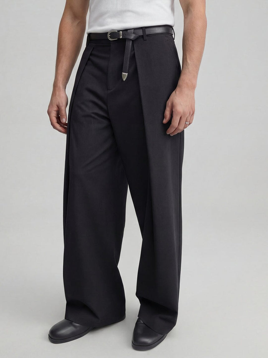 Black Pleated Tailored Trousers Trousers Fugazee