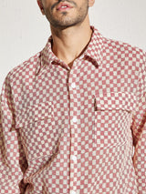Red Checkered Lace Overshirt Shirts Fugazee 