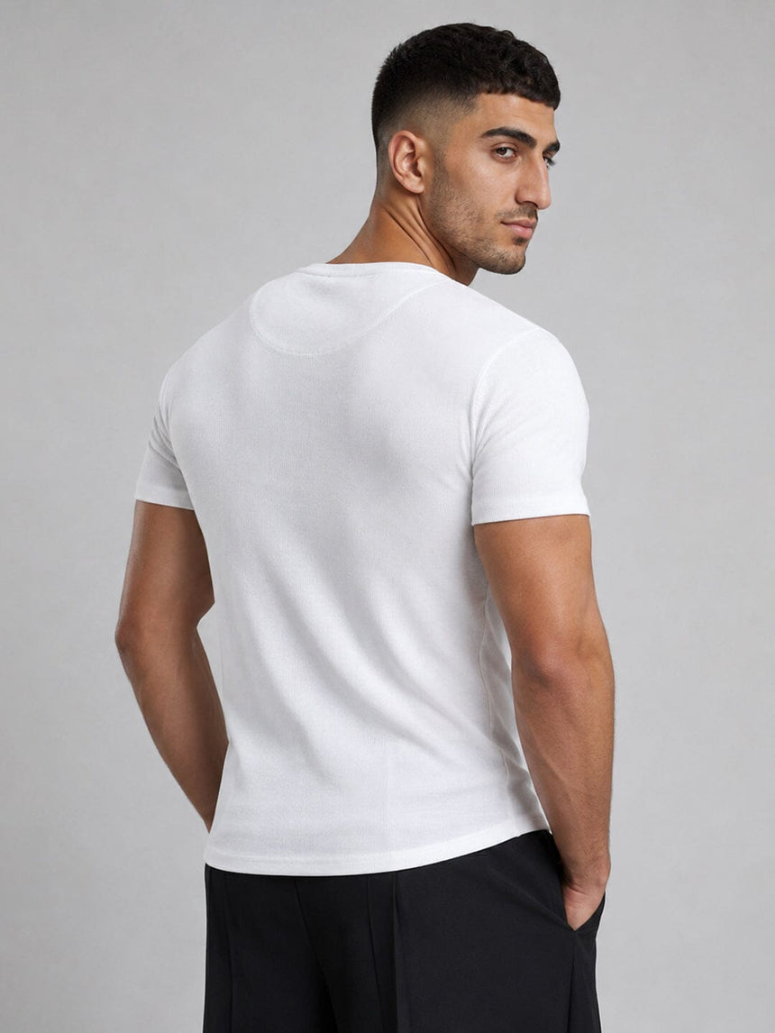 White Notch Neck Ribbed Tshirt T-Shirts Fugazee