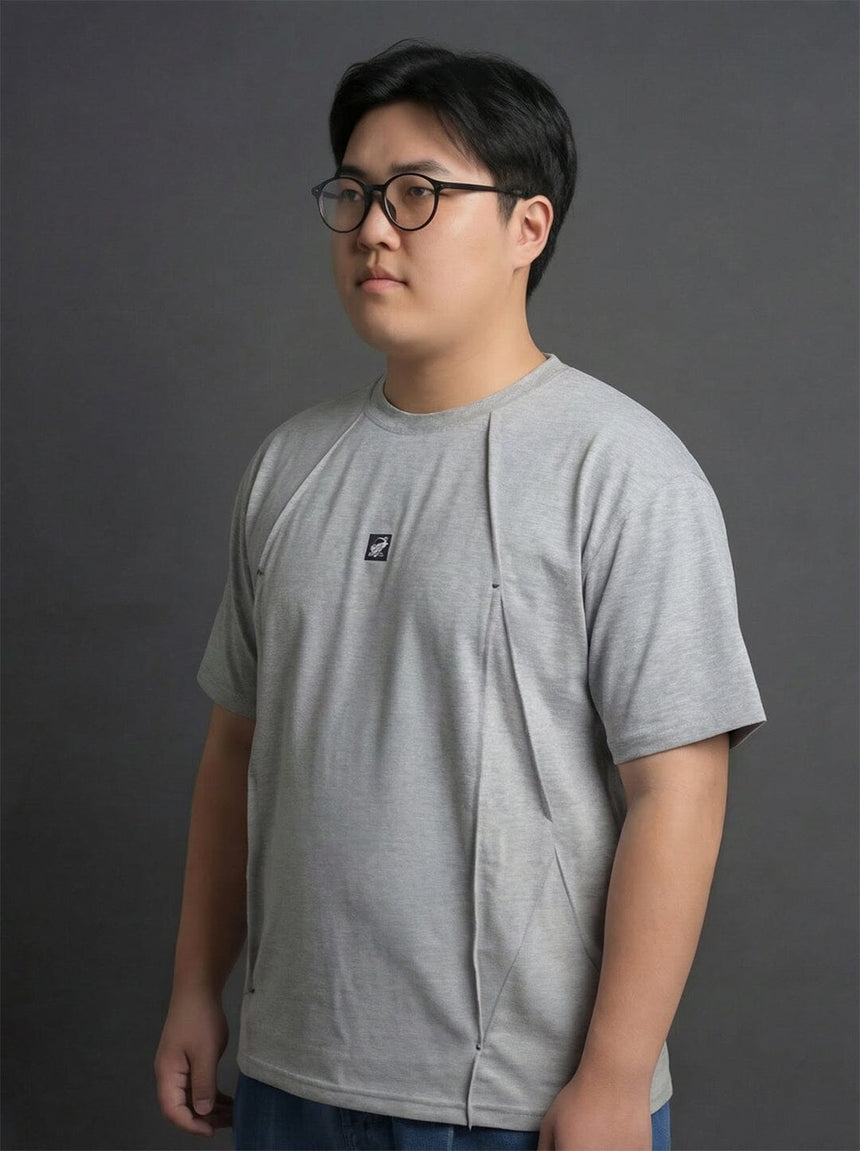 Grey Faux Flat Look Cut and Sew T-shirt T-Shirts Fugazee