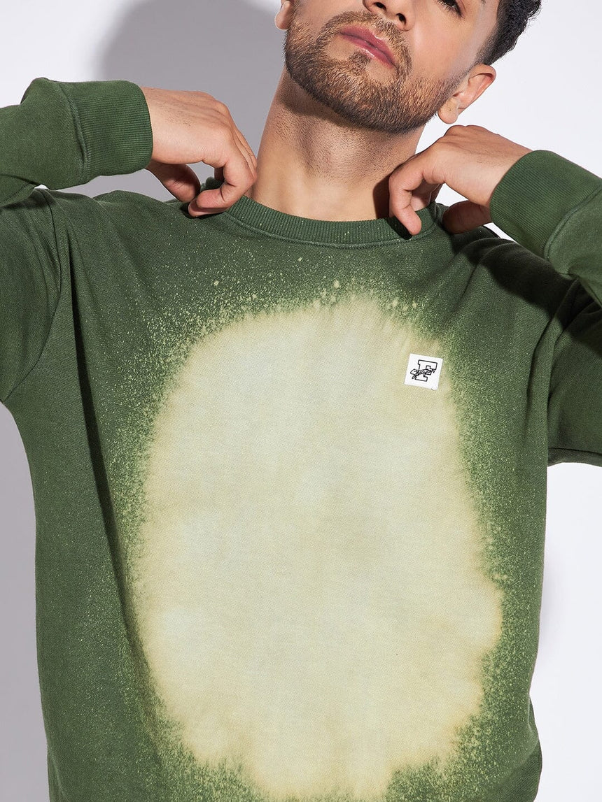 Olive Bleach Dyed Oversized Sweatshirt Sweatshirts Fugazee