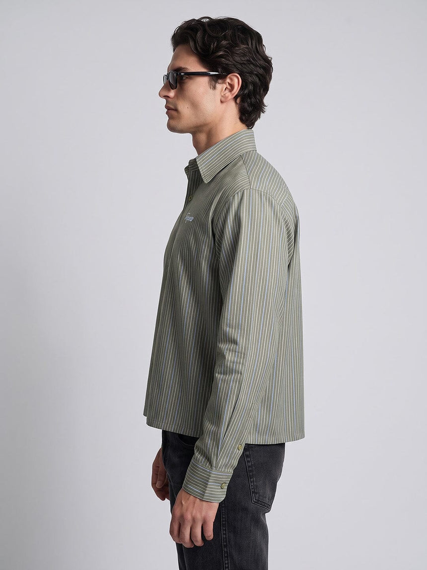 Myrtle Striped Embroidered Boxy Shirt Shirts Fugazee