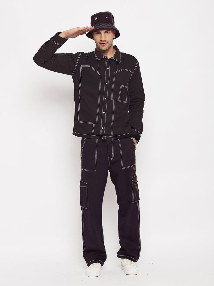 Black Contrast Stitch Bucket Hat Hats FUGAZEE