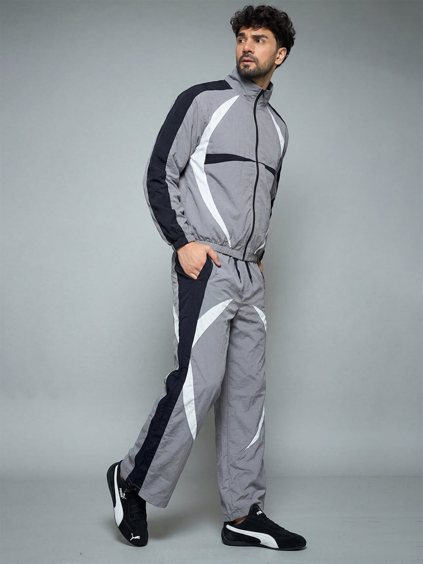 Grey Crescent Cut And Sew Tracksuit Tracksuits Fugazee