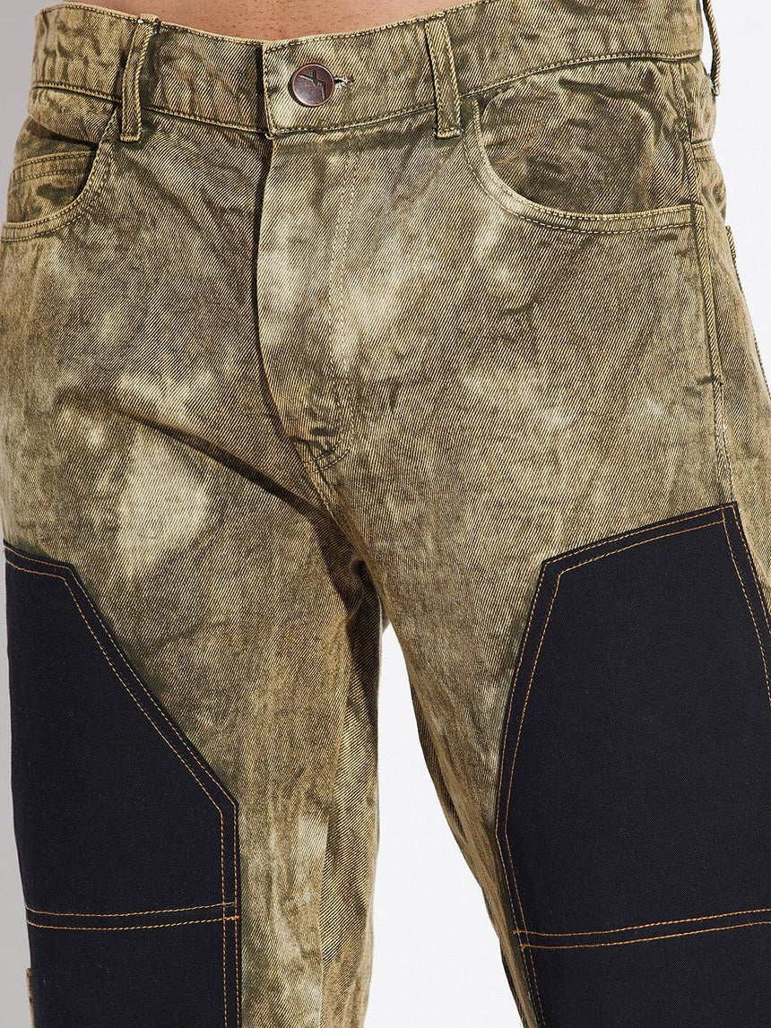 Gravel Washed Carpenter patched Flared Denim Jeans Fugazee 