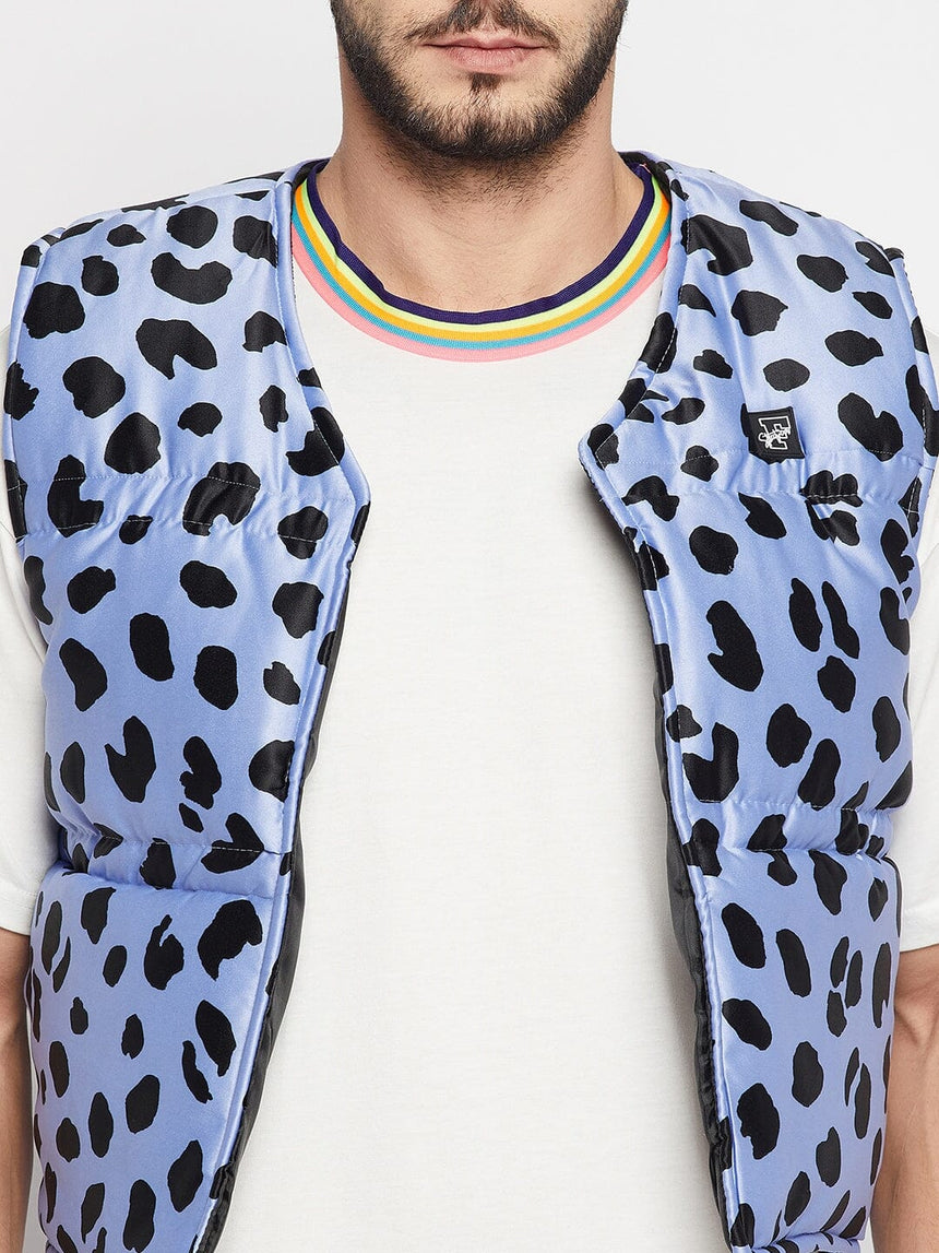 Blue Leopard Quilted Gillet Jackets Fugazee