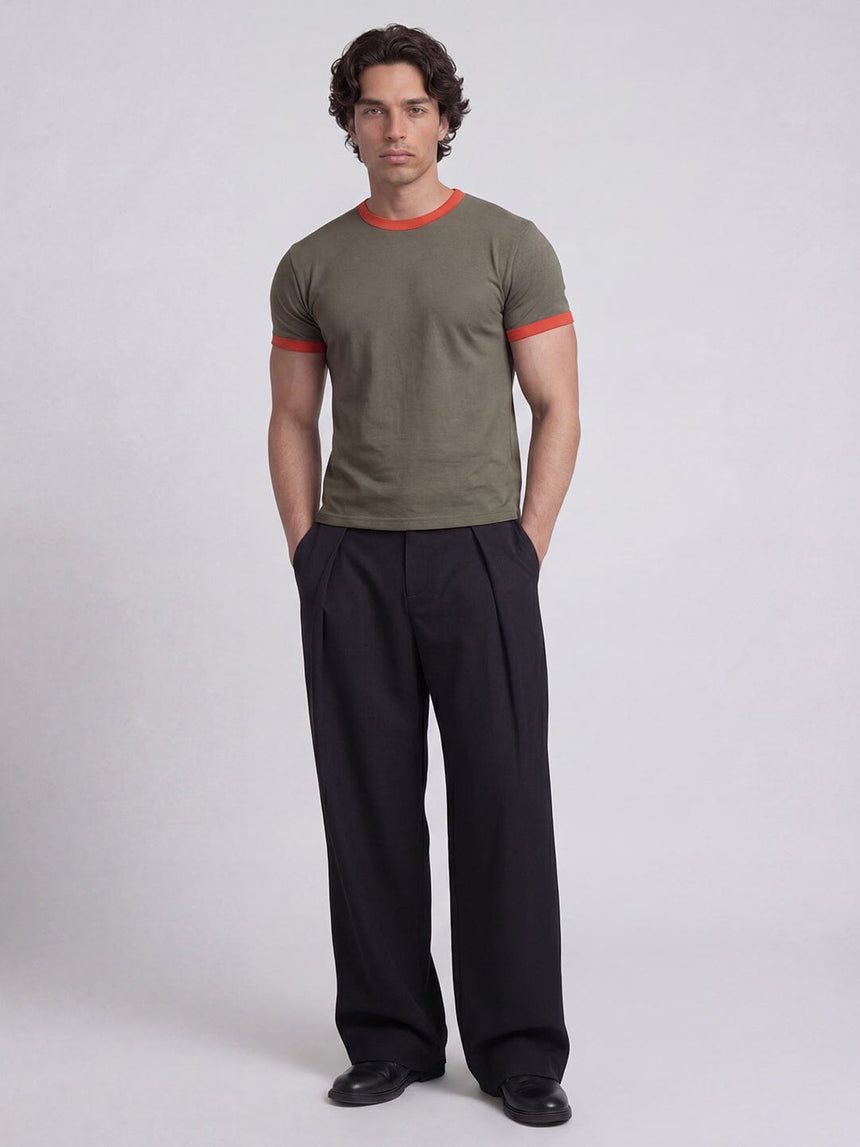 Khaki Ringer Cropped Tshirt T-Shirts Fugazee