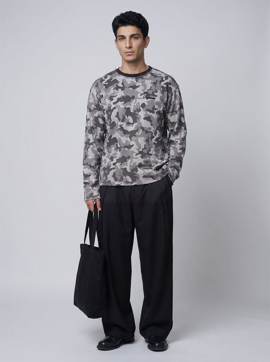 Grey Camo Waffle Longsleeve Tshirt T-Shirts Fugazee