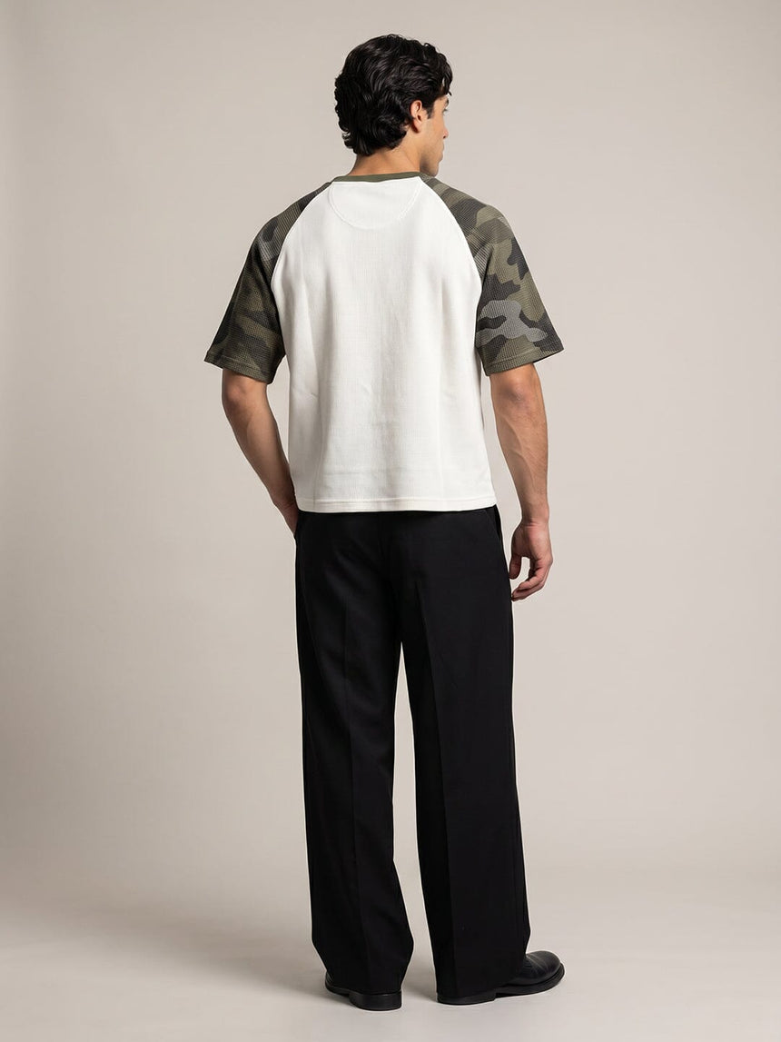 White And Camo Raglan Short Sleeve Tshirt T-Shirts Fugazee