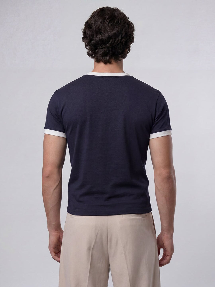 Navy Cropped Ringer Tshirt T-Shirts Fugazee