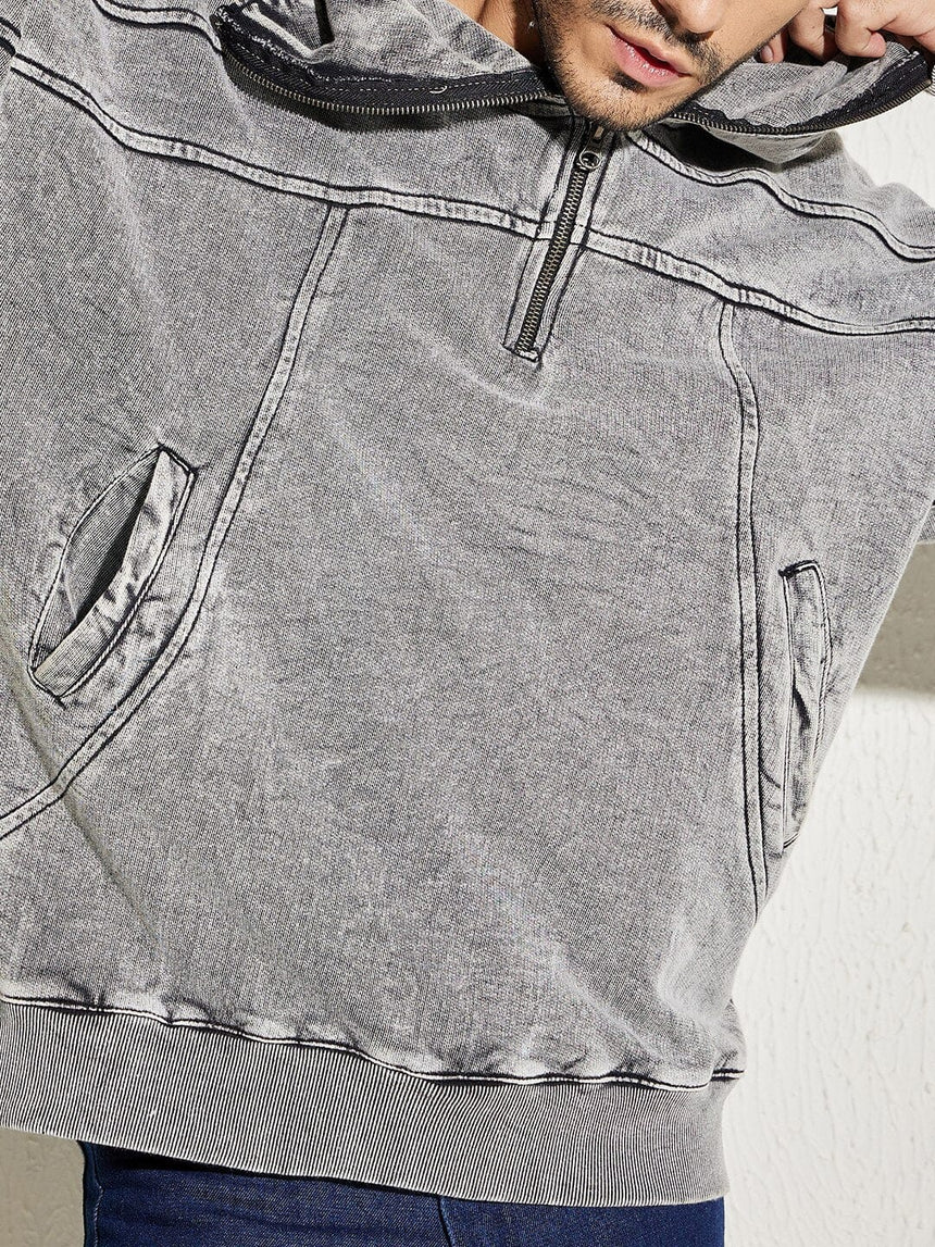 Acid Washed Baggy Smugglers Hooded Sweatshirt Sweatshirts Fugazee
