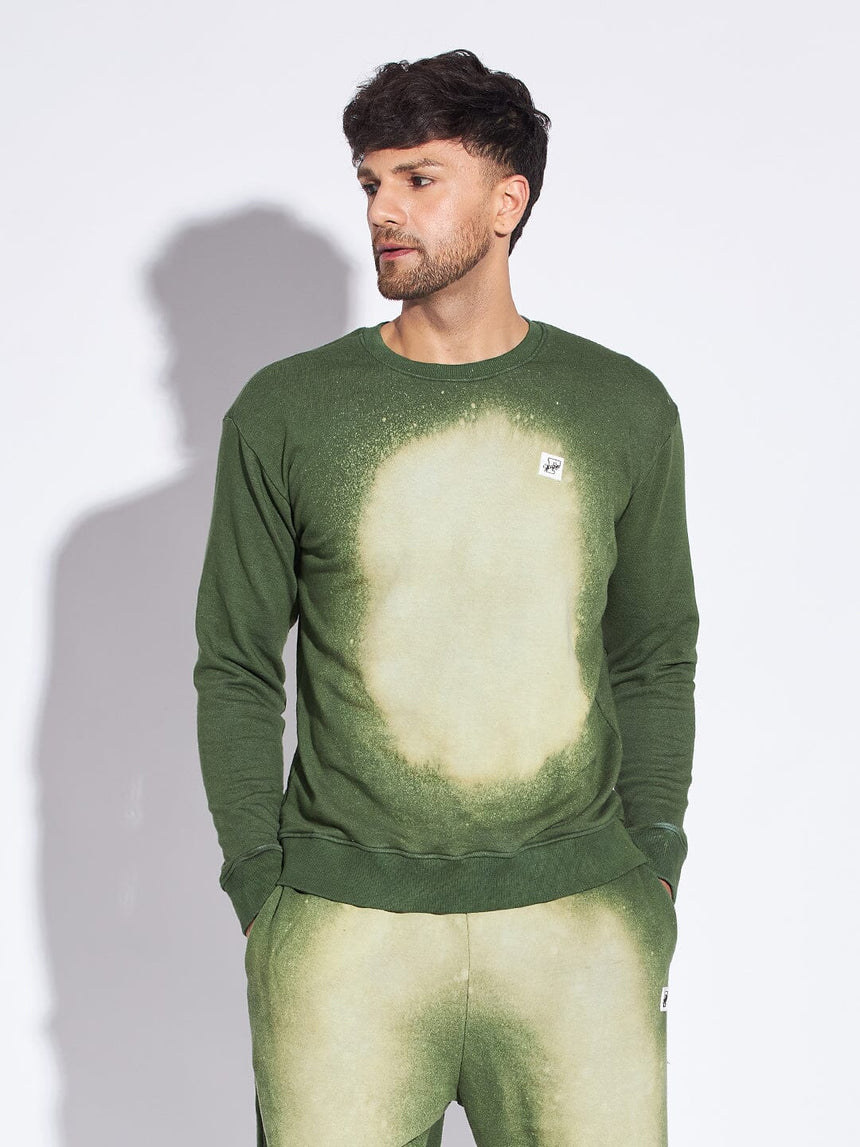 Olive Bleach Dyed Oversized Sweatshirt Sweatshirts Fugazee