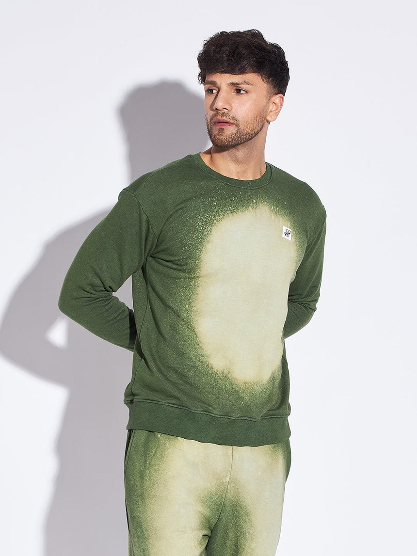 Olive Bleach Dyed Oversized Sweatshirt Sweatshirts Fugazee