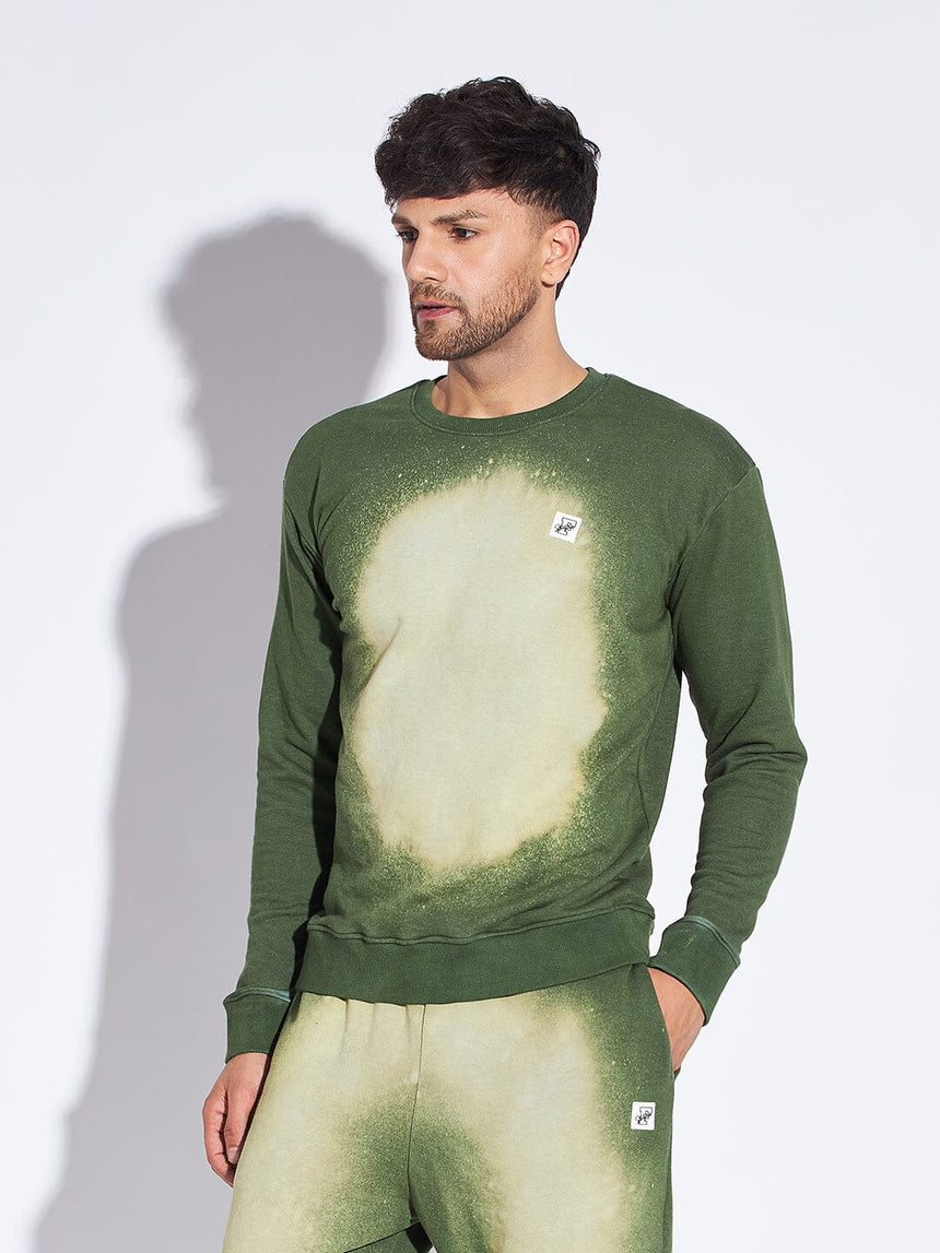 Olive Bleach Dyed Oversized Sweatshirt Sweatshirts Fugazee