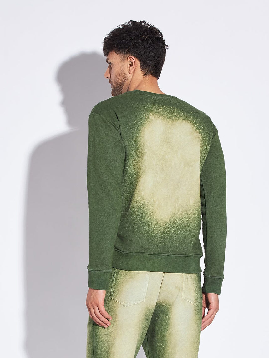Olive Bleach Dyed Oversized Sweatshirt Sweatshirts Fugazee