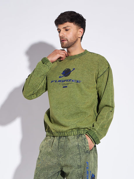 Green Acid Washed Sweatshirt Sweatshirts Fugazee 