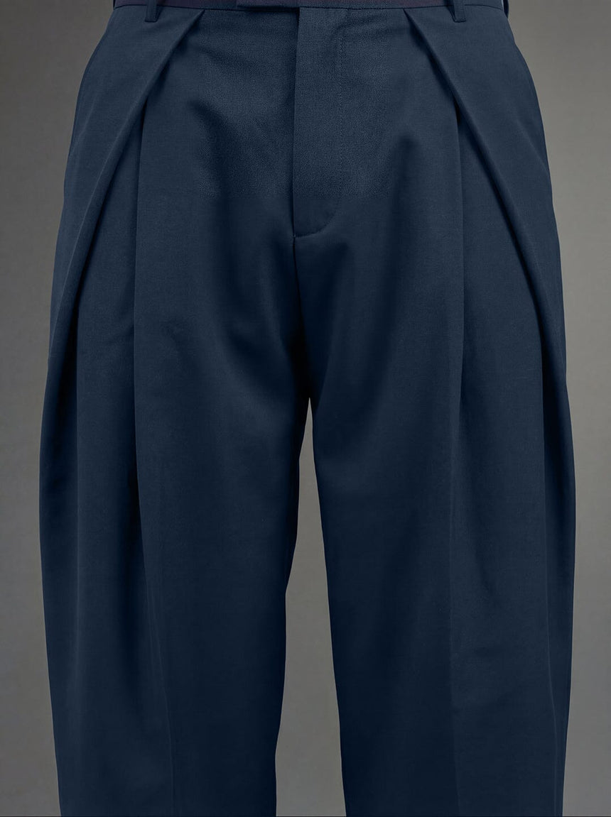 Navy Pleated Korean Trousers Trousers Fugazee