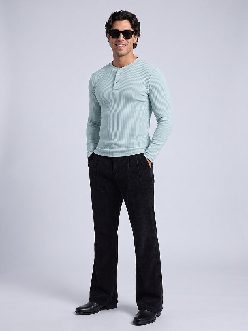 Aqua Parker Ribbed Henley Tshirt T-Shirts Fugazee